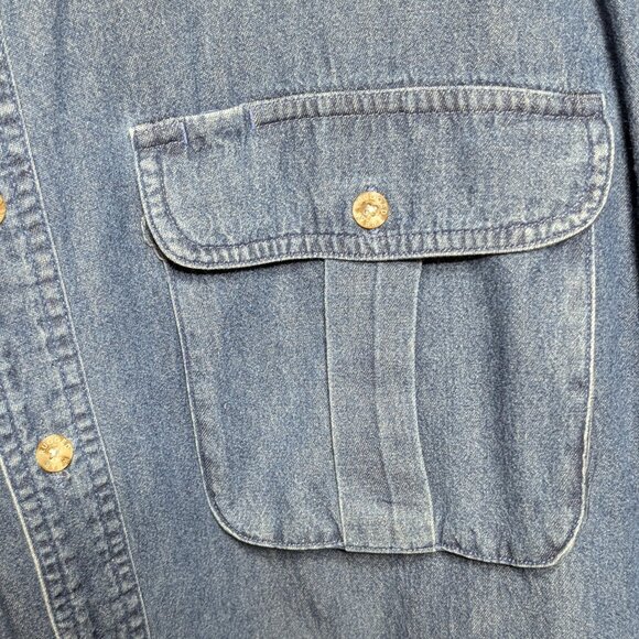 Wrangler Rugged Wear Blue Denim Shirt with Brown Details Size XXL 18-18.5 - Picture 4 of 9
